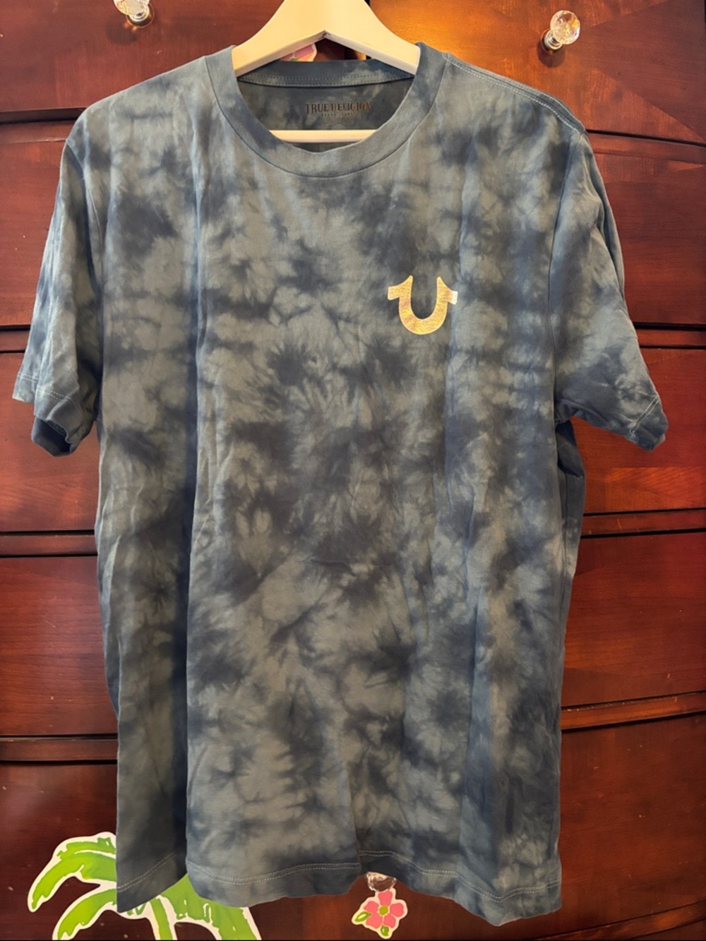 True Religion Blue Tie Dye Logo Tee
